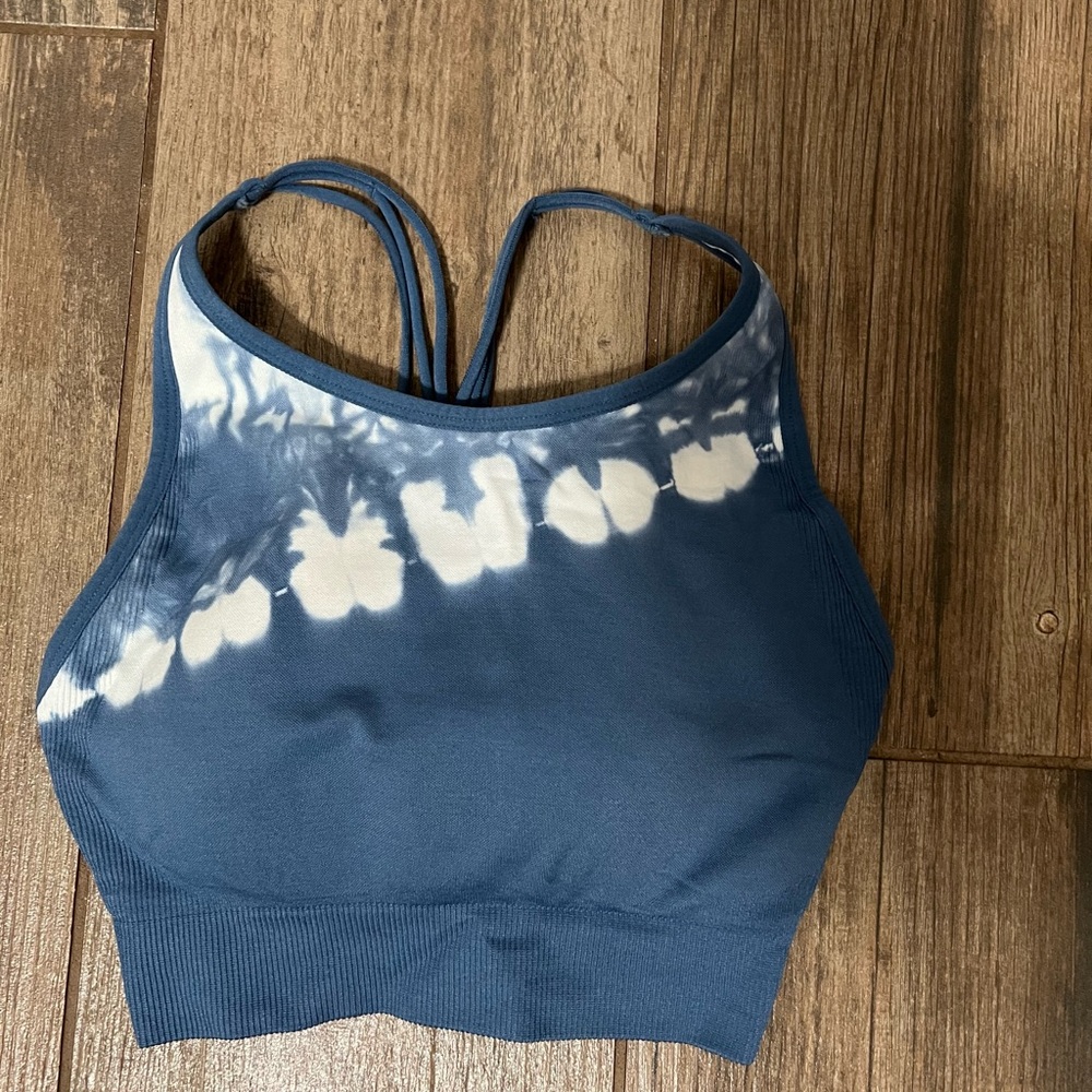 Boho Blue & White Tie-Dye Sports Bra - Never Worn